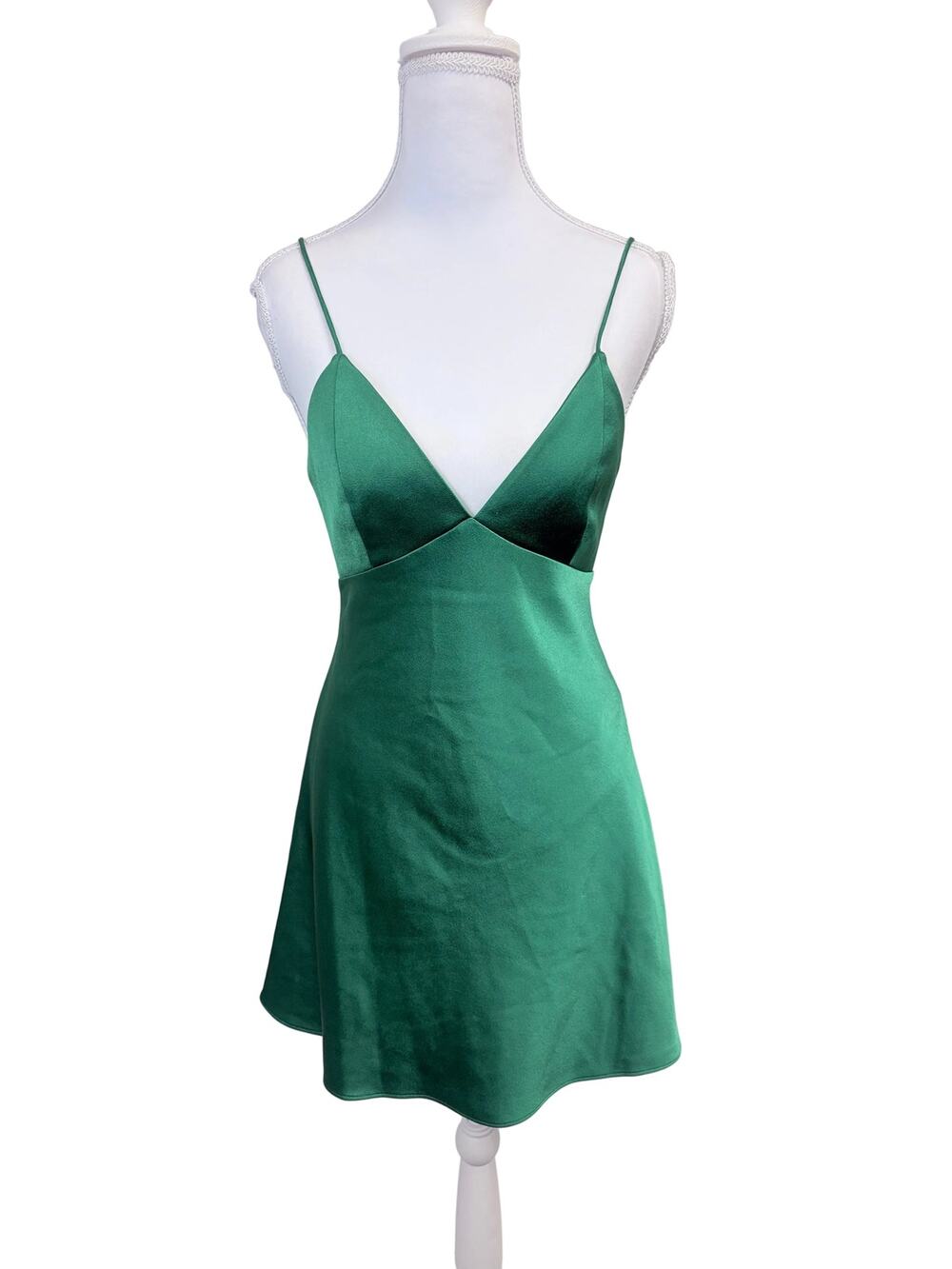 Alice + Olivia green satin sleeveless dress, NWT